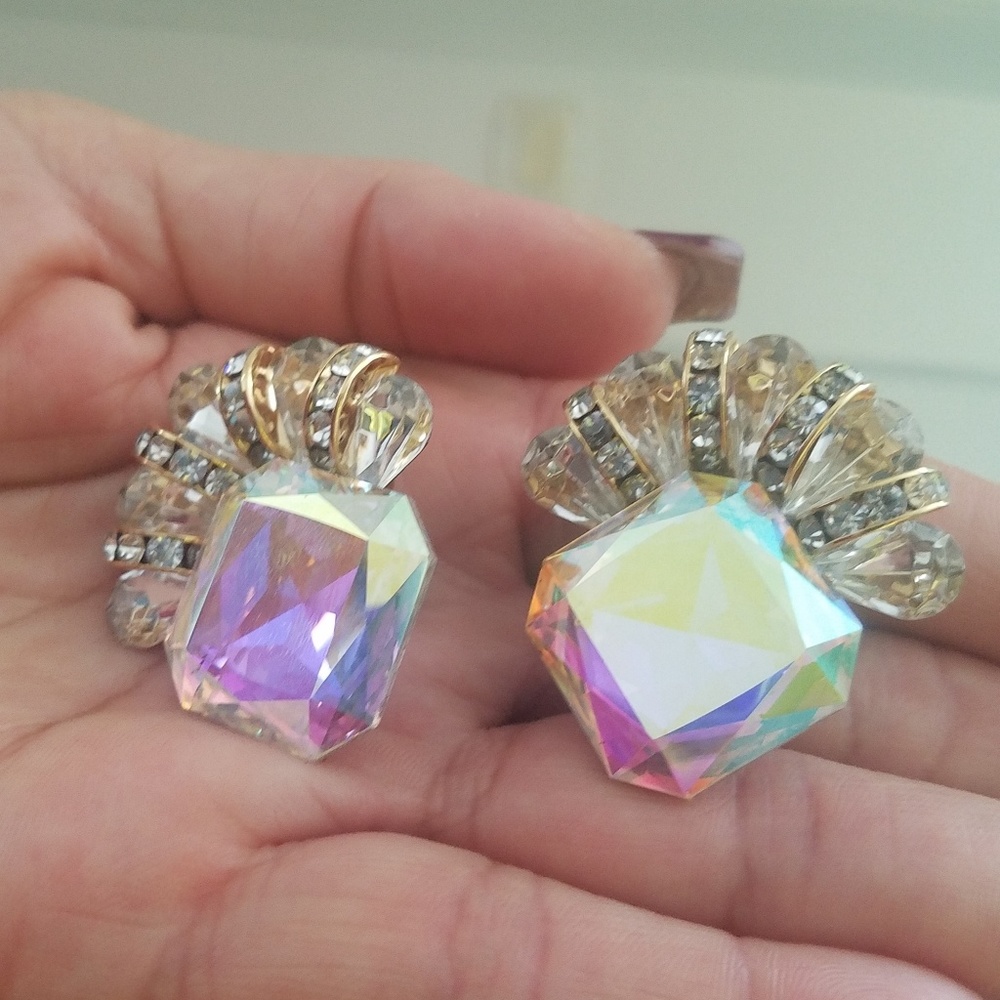 Crystals and Gold Clip ons-Shine Bright - Picture 3 of 8